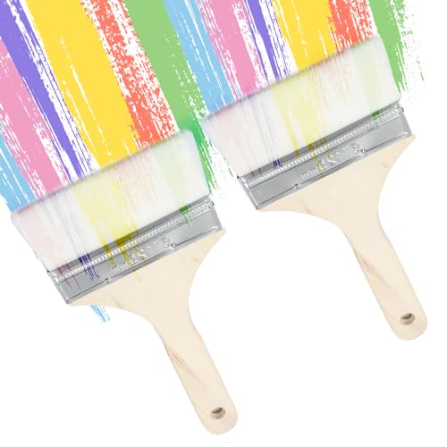 5 Inch Wide Wool Paint Brushes, Set of 2 for DIY and Furniture - size: 5 Inch