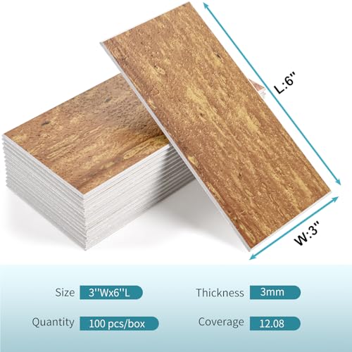 Vamos Tile 100 Pieces Peel and Stick Backsplash Tile, 3" x 6" Subway Tile - color: Red Travertine