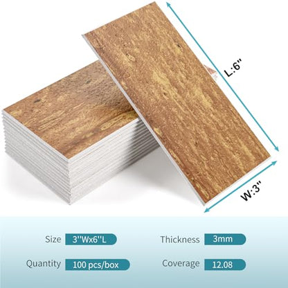 Vamos Tile 100 Pieces Peel and Stick Backsplash Tile, 3" x 6" Subway Tile - color: Red Travertine