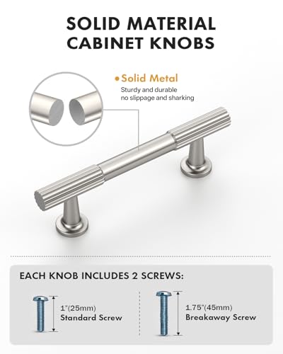 Brushed Satin Nickel Cabinet Handles Kitchen Pulls 3 Inch 10 Pack - color: Brushed Satin Nickel, size: Handle - 3"/76MM Hole Center