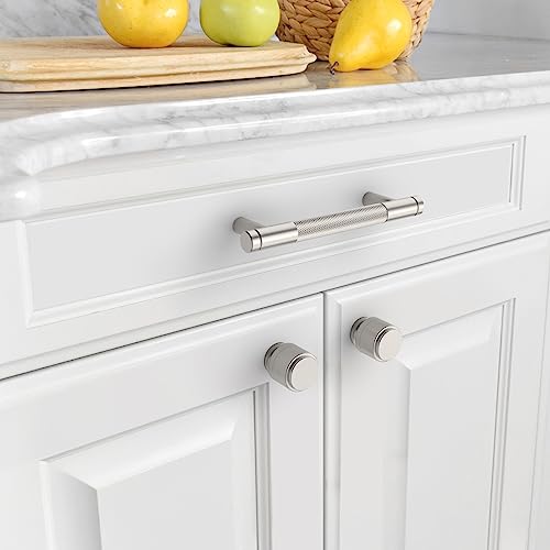 Asidrama 30 Pack Brushed Satin Nickel Kitchen Cabinet Knobs - Knurled Dresser Drawer Cabinet Hardware Zinc Knobs for Dresser Drawers - color: Brushed Satin Nickel, style: 30 Pack