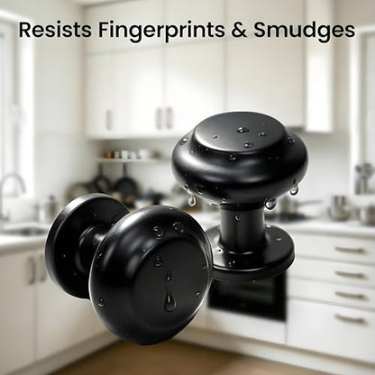 10 Pack Matte Black Cabinet Knobs, Single Hole Round Drawer Knobs, Zinc Alloy Modern Hardware for Kitchen Cabinets, Bathroom Vanity, Dresser, Closet Drawers