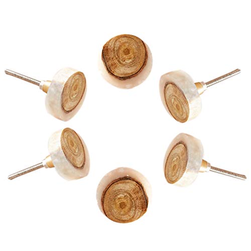 Perilla Home Set of 6 Wooden Knobs for Cabinet & Drawers Decorative Knobs for Home Kitchen Cabinet Hardware Cupboard Glass Door Dresser Wardrobe and Drawer Pulls (Style 1) - style: Wooden