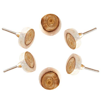 Perilla Home Set of 6 Wooden Knobs for Cabinet & Drawers Decorative Knobs for Home Kitchen Cabinet Hardware Cupboard Glass Door Dresser Wardrobe and Drawer Pulls (Style 1) - style: Wooden