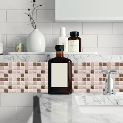 10 Sheets Peel and Stick Tile Stickers Tiles Peel and Stick Wall Subway Tile for Bathroom, Fireplace, Laundry Table, Stair Decals (10x10cm)