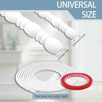 118" x 0.39" Peel & Stick Ball and Spindle Decorative Molding Trim, Flexible 3D Wall Moulding Strip for Home Decoration, Bathroom Mirror Frame, Cabinet, Backsplash Tile (Unfinished White) - size: 118" x 0.39"