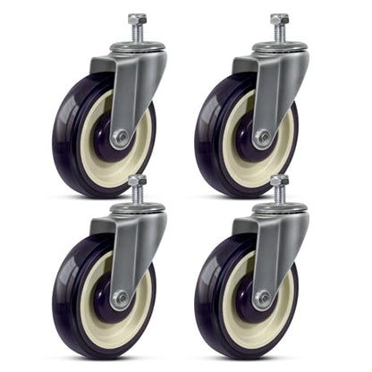 5" Casters Replacement Shopping Cart Wheels, Polyurethane 3/8'' Bore Casters Set of 4 Wheels for Cart Loading Capacity 1400lbs Total - style: 5 inch Navy