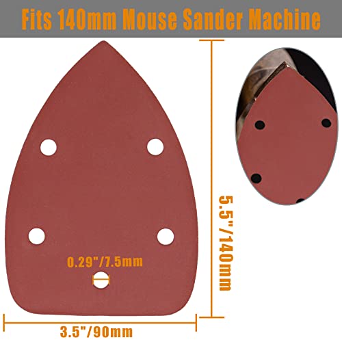 60 Pcs 1200 Grit Mouse Detail Sander Sandpaper, Aluminum Oxide Mouse Sander Pads 5 Hole Palm Sander Pads Sanding Sheets for 140mm Mouse Sander - size: 1200 Grit