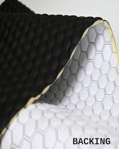 Vinyl Quilted Foam Padded Fabric with 3/8" Foam Backing Upholstery Durable Automobile Headliner Door Panels Boats Seats Cover /58" W/Continuous Yard/FABRIC EMPIRE (Black Stitching, 1 inch Honeycomb) - color: Black, size: Hexagon 1"