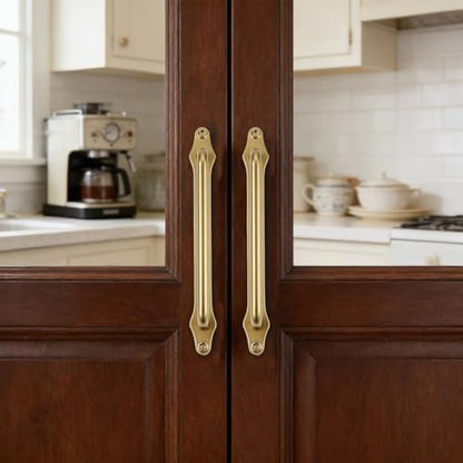 khtumeware 5 Pack 3-3/4 Inch Hole Center Brushed Brass Cabinet Pull with Backplate Solid Heavy Duty Handles with Backplate Cabinet Pulls for Drawer Kitchen Improvement Hardware - color: Brushed Brass, size: 3-3/4 Inch Hole Center