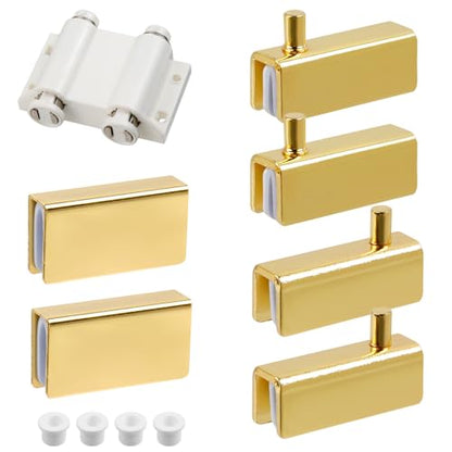 Glass Door Pivot Hinge Glass Door Magnetic Catch with Clamp Set - color: Gold