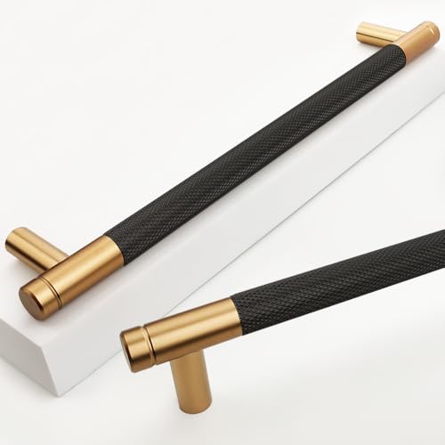 12 Pack 7 1/2 Inch 192 mm Bronze and Black Cabinet Handles Cabinet Pulls Aluminum Handles Knurled Drawer Pulls Oxidation Finish with Diamond Pattern - color: Bronze and Black, size: 7 1/2 Inch