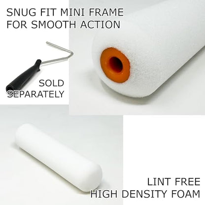 Allgala 12-Piece 6 inch Shedless Mini Foam Sponge Paint Roller Cover for Trim Wall Funiture Doors Etc - TH10386 - size: 6" Foam (Pack of 12)