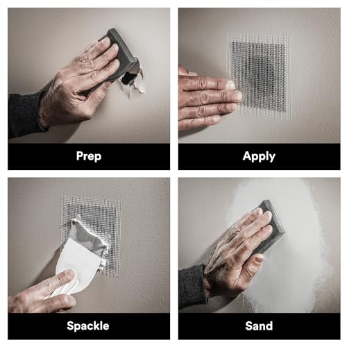 3M High Strength Small Hole Repair Kit,Inlcudes Spackling Compound,Putty Knife,Sanding Sponge, and Self-Adhesive Patch for Hole Repairs Up to 3" in Diameter,Easy Wall Repair(SHR-SIOCKIT)(Pack of 12) - size: 4 Piece Set (Pack of 12)