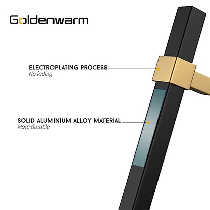 Goldenwarm 10 Pack 5 Inch Black and Gold Cabinet Pulls, Zinc Alloy - size: 5” Hole Center