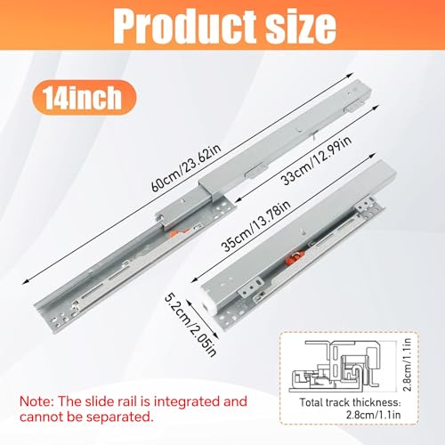 Undermount Drawer Slide Bottom Mount Pull Out Shelf Slides Full Extension - style: 14 Inch Drawer Slides