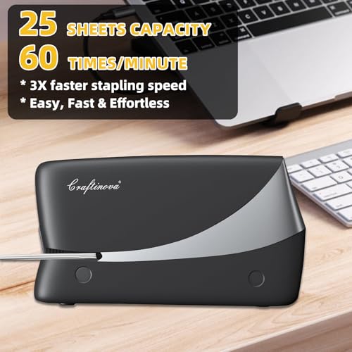Electric Stapler, 25 Sheet, Include 2000 Staples and 1 Remover, Jam Free, Professional and Home Office Stapler，Battery not Included，AC or Battery Powered. - color: Silver Electric Stapler