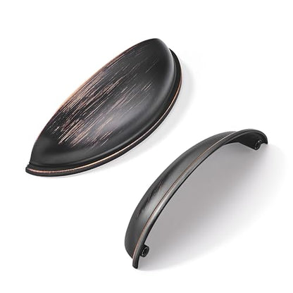 khtumeware 2 Pack 3-1/2" Drawer Pulls Oil Rubbed Bronze Cabinet Cup Pulls Kitchen Hardware Cabinet Handles Drawer Handles Knobs 3.5 inch Hole Center - color: Oil Rubbed Bronze, size: 3-1/2"(89mm) Hole Center, style: 2-pack