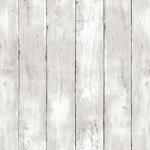 Peel and Stick Wallpaper 17.3" X 1200" Vintage White Gray Wood Shiplap Wallpaper Peel and Stick Contact Paper Rustic Removable Self Adhesive Wood Wall Paper for Bedroom Bathroom Cabinets - color: White, size: 17.3" x 1200"