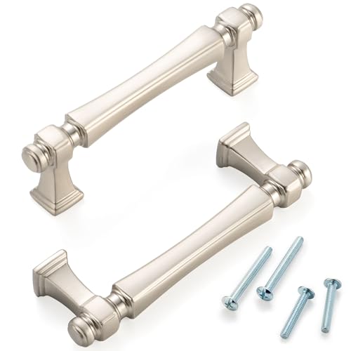 3 Inch Brushed Nickel Cabinet Pulls 10 Pack French Style P2501 - color: Brushed Nickel, size: 3 Inch Hole Centers
