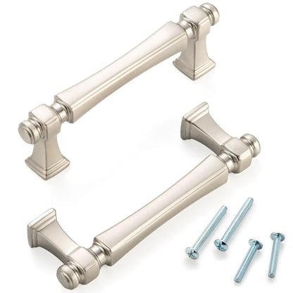 3 Inch Brushed Nickel Cabinet Pulls 10 Pack French Style P2501 - color: Brushed Nickel, size: 3 Inch Hole Centers