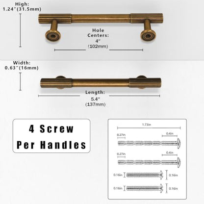 10 Pack Antique Brass Cabinet Pulls 4 Inch(102mm) Kitchen Cabinet Handles Solid Zinc Alloy Cabinet Hardware Drawer Pulls - color: Antique Brass, size: 4" Hole Center