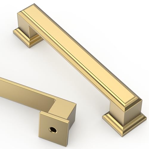 Asidrama 10 Pack 3.75 inch Brushed Brass Kitchen Cabinet Handles - color: Brushed Brass, size: 3.75" Hole Center(96mm)