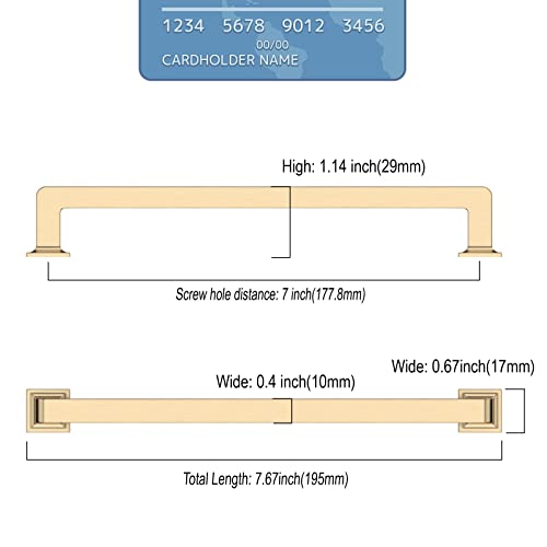 Brushed Brass Cabinet Handles Kitchen Pulls 7 Inch 10 Pack - color: Brushed Brass, size: 7" Hole Center