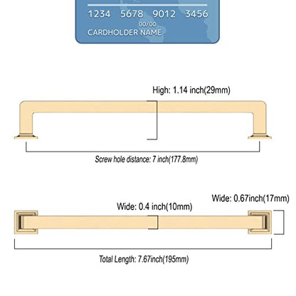 Brushed Brass Cabinet Handles Kitchen Pulls 7 Inch 10 Pack - color: Brushed Brass, size: 7" Hole Center