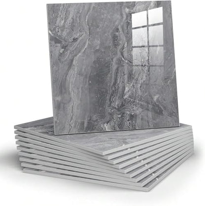 Chejiaye 22pcs Marble Peel and Stick Backsplash Waterproof Washroom Wall Panels, Peel and Stick Tile, PVC Foam Wall Panels for Kitchen,Bathroom,Living Room,Grey (Not Real Tile,11.8" x 11.8") - color: Grey Marble Tiles, size: 11.8" x 11.8" x 22Pack