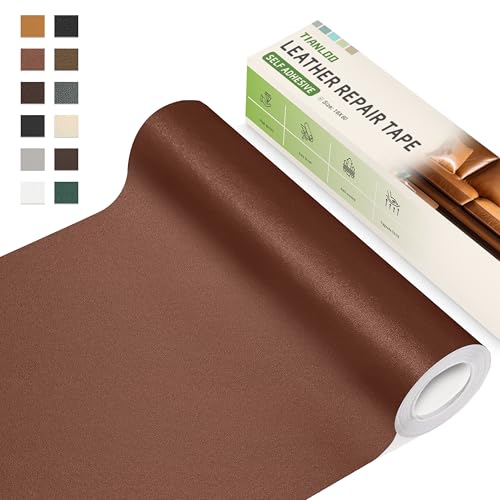 TIANLDD Leather Repair Tape,16 x 80 Inches Self Adhesive Leather Repair Patch，Leather Repair Kit for Furniture，Couches,Car Seats,Cabinets,Handbags(Light Brown-Fine Lines) - color: Light Brown-Fine Lines, size: 16" x 80"