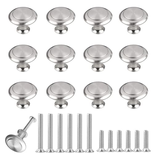 12PCS Cabinet Knobs, Silvery Cabinet Pulls Cabinet Knobs Inway, Round Drawer Knobs Cabinet Hardware with Screws, for Kitchen Bedroom Furniture - color: Silver