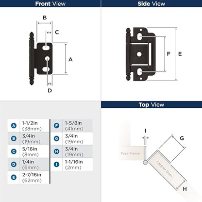 Amerock 3/4" Partial Wrap Oil-Rubbed Bronze Decorative Cabinet Hinge - color: Oil Rubbed Bronze