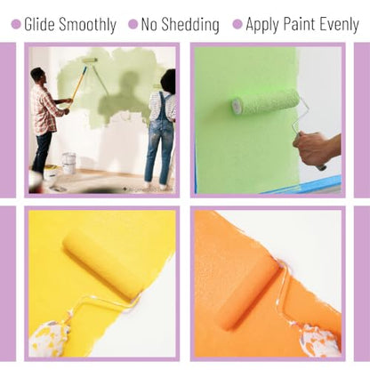 Bates- Paint Roller Covers, 9", Yellow Stripes, 4 Pack, Covers for Paint Rollers 9 Inch, 9 Inch Paint Roller Covers, Paint Roller Cover, Paint Roller Covers 9 Inch, Large Paint Roller Covers - color: Yellow Stripes, size: 9 Inch, 4 Pack