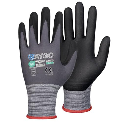 KAYGO Safety Work Gloves, MicroFoam Nitrile Coated, Men Women,KG18N - color: Gray, size: Small