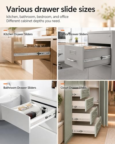 Gobrico 12 inch Drawer Slides 1 Pair，Soft Close Drawer Slides 3 Fold, Cabinet Drawer Slides Full Extension Drawer Slides, Heavy Duty Slide Rails, Side Mount Ball Bearing Tracks Guide Drawer Glides - size: 12inch Drawer Slides