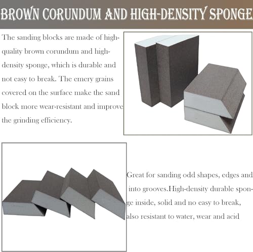 4 Pack 180 Grit Single Angle Sanding Sponge, Washable and Reusable Sanderpaper Hand Sanding Blocks for Wood Drywall Metal Home Sanding - style: 180 Grit