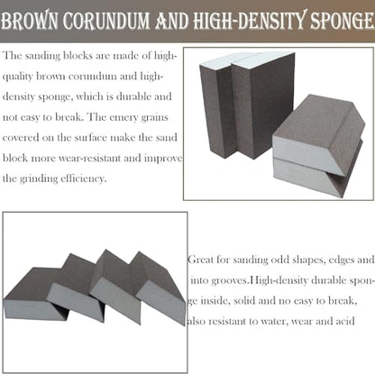 4 Pack 180 Grit Single Angle Sanding Sponge, Washable and Reusable Sanderpaper Hand Sanding Blocks for Wood Drywall Metal Home Sanding - style: 180 Grit