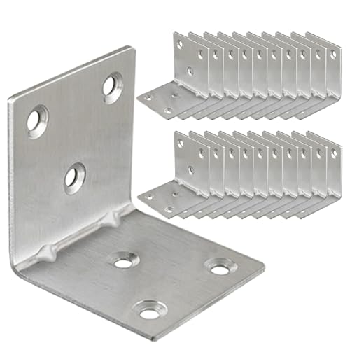 20 Pcs Metal L Brackets 2"x2"x2" Heavy Duty Corner Brace for Wood, Right Angle Bracket 2 Inch 50 MM Wide 90 Degree Corner Bracket Furniture Wooden Frame Bed Bookshelf - size: 2 Inch