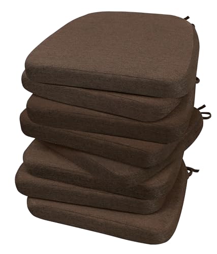 AAAAAcessories Chair Cushions for Dining Chairs, 17 x 16 x 2 in, Set of 8 - color: Brown, size: 8 Pack