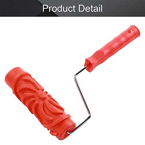Utoolmart 7" Home Wall Rubber Paint Roller 175mm Wooden Grain Painting Roller with Plastic Handle 1Pcs - size: EG127T