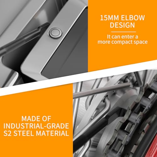 3Pcs Right Angle Offset Screwdriver Set - L Type 90 Degree Double End Screwdriver, 15mm Elbow Design, Low Profile Magnetic Offset Screwdriver for Tight Narrow Space
