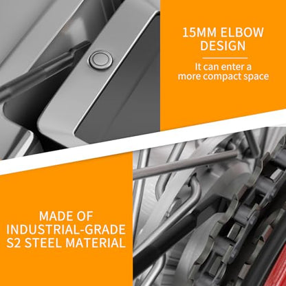 3Pcs Right Angle Offset Screwdriver Set - L Type 90 Degree Double End Screwdriver, 15mm Elbow Design, Low Profile Magnetic Offset Screwdriver for Tight Narrow Space