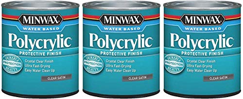 Minwax 63333444 Polycrylic Protective Finish Water Based,1 Quart, Satin 3 Pack