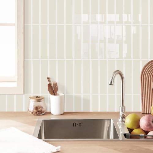 Alwayspon 11.4x9inchx10Pcs 3D Beige Peel and Stick Wall Tile Stickers - color: Beige 2