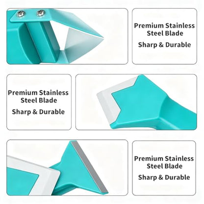 Silicone Caulking Tool 3 in 1 Stainless Steel Head Scraper Caulk Remover Sealant for Kitchen Bathroom Window, Cyan - color: Cyan