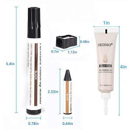 SEISSO Wood Furniture Repair Kit - Set of 42 Hardwood Laminate Vinyl Floor Repair Kit Wood Fillers, Markers and Wax Sticks - Used for Cover Ups Scratches, Stains, Holes for Table, Door, Cabinet - size: Large