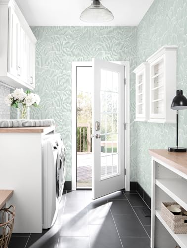 Guvana Green Wallpaper Peel and Stick Modern Contact Paper - color: Green and White, size: 17.3" x 394"