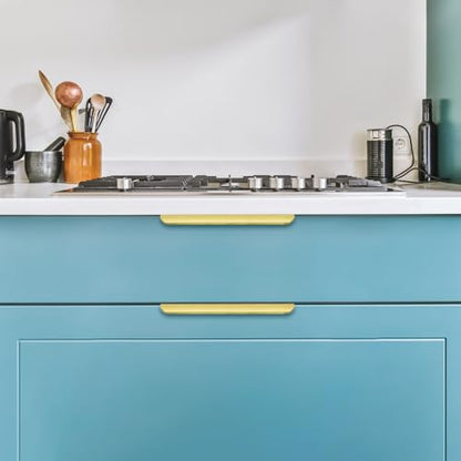Ravinte Hardware Gold Cabinet Handles Finger Edge Pulls 7.8 Inch CC 10 Pack - color: Gold, size: 200mm/7.8" Overall Length