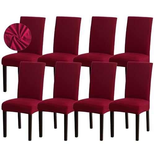 Sufdari Dining Chair Covers,Kitchen Chair Cover,Parsons Chair Slipcover,Spandex Chair Protectors for Dining Room Stretch Chairs Cover Set of 8 -Burgundy - color: .Burgundy, size: 8 Pack